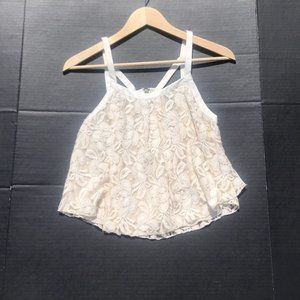 Free People Cream Lace Crop Tank